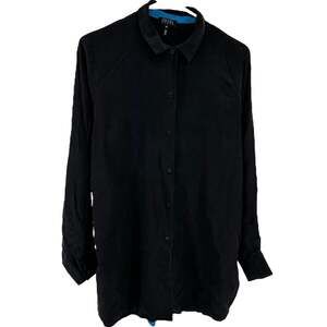 Escada Sport Nancy Shirt Button Down Shirt Colorblock 100% Silk Black Blue L